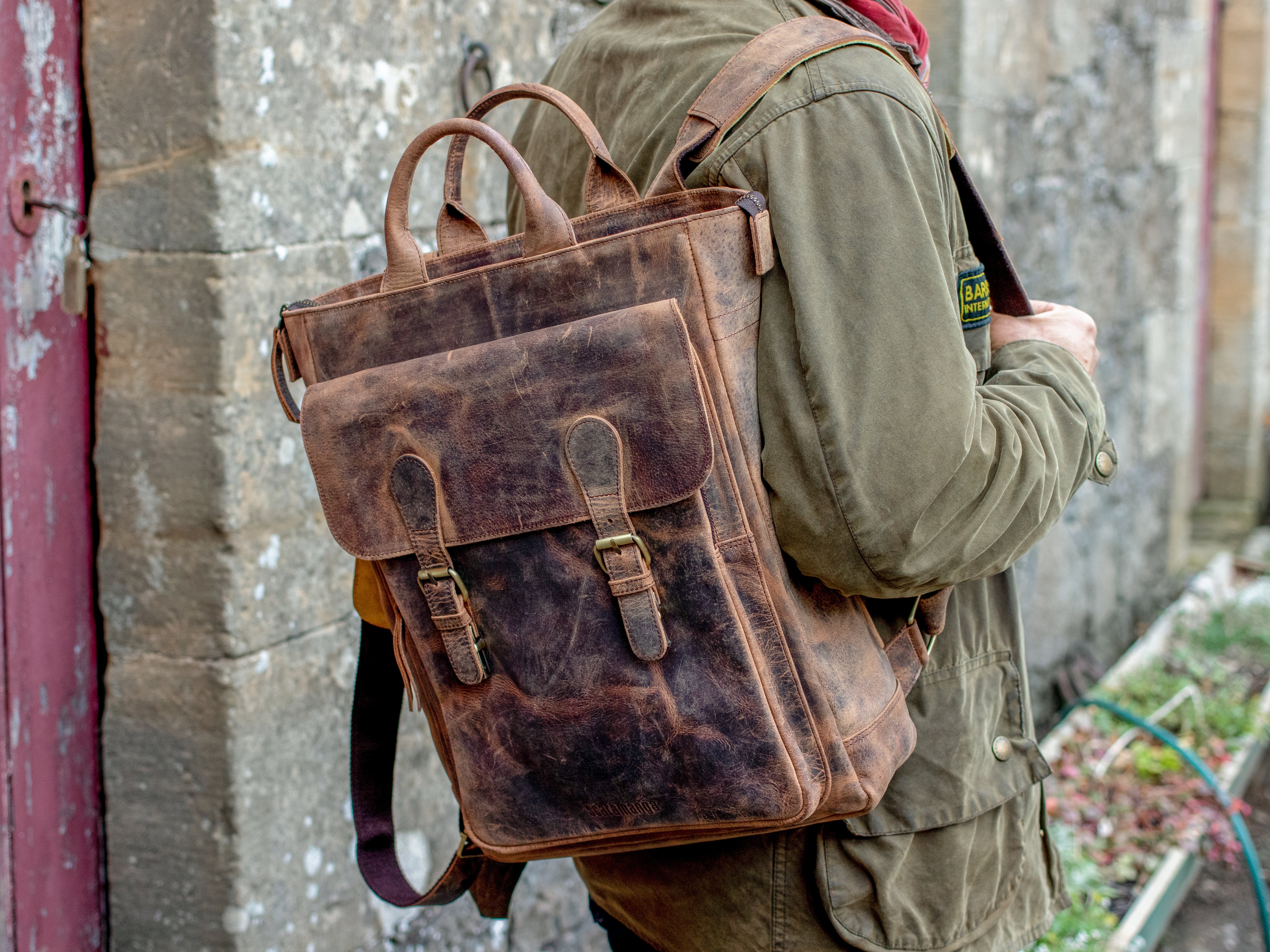 Mens Leather Tote Bag Leather Backpack Free Delivery