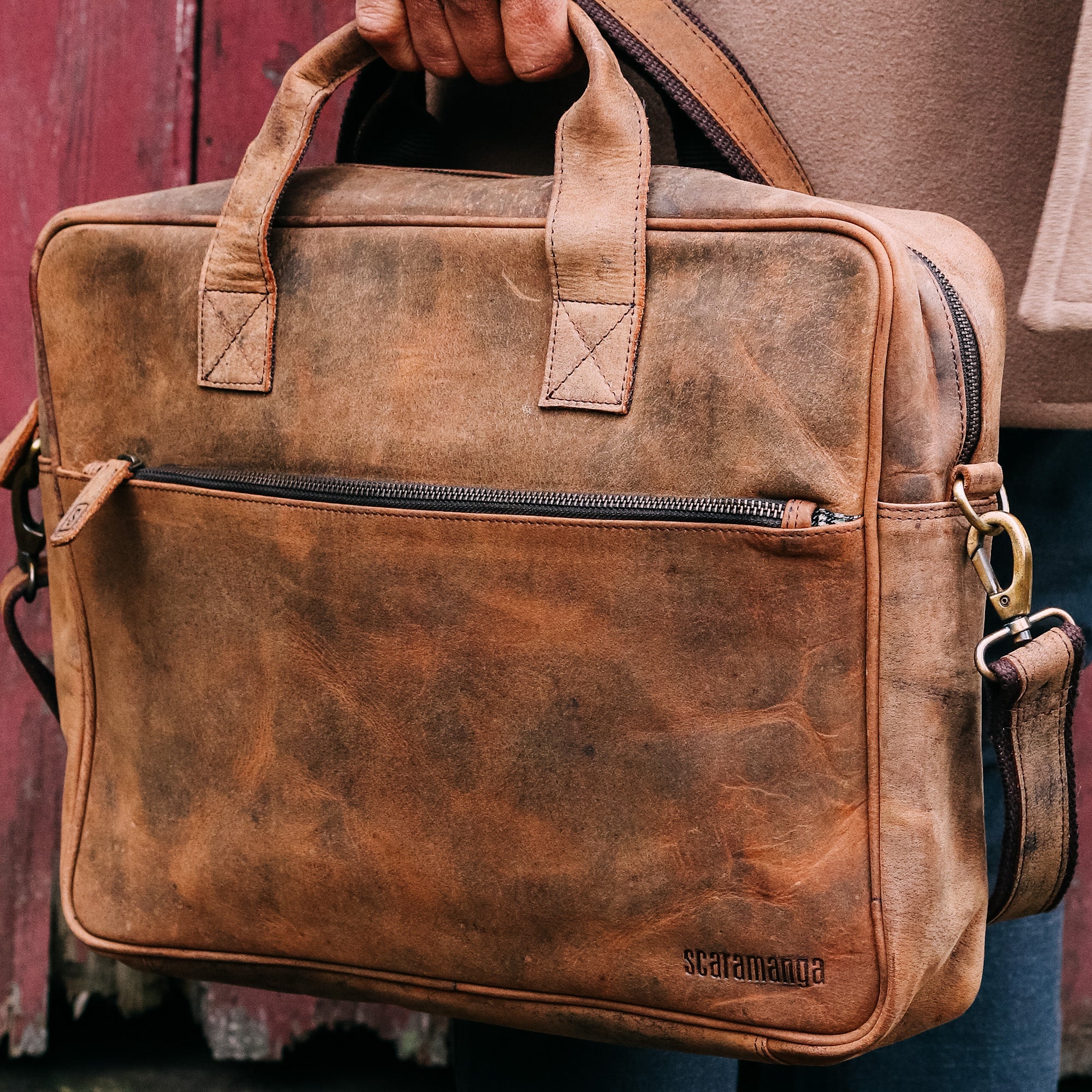 thumbnail image 2 of Buffalo Leather Briefcase 16 Inch Laptop Messenger Bag Office Canada 2 of 10