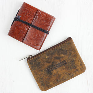 Leather Journal And Coin Pouch Set