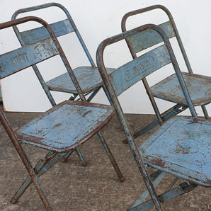 Set Of 4 Blue Vintage Chairs