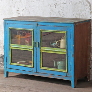 Old Blue and Green Display Cabinet