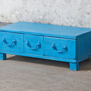 Vintage Blue Side Table Cabinet