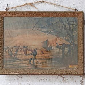 Original Indian Framed Print - Fishing Boats