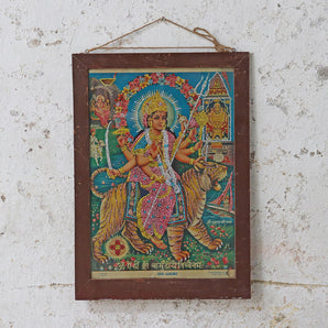 Large Vintage Indian Print - Sherawali Mata