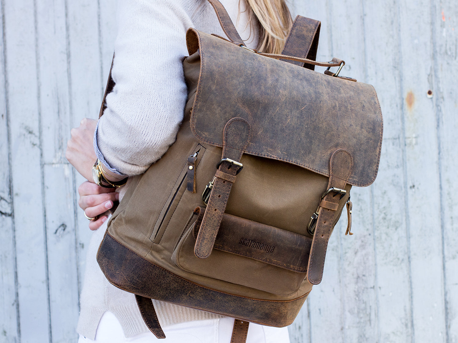 canvas leather backpack uk The Lancashire Tan Brown Handmade and well Canvas Backpack for Men and