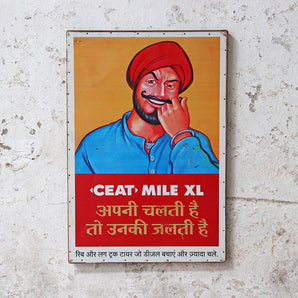 Old Metal Poster Sign - Ceat Mile XL