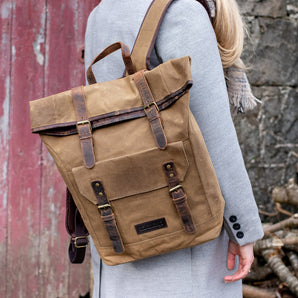 Leather and Canvas Backpack
