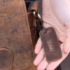 Leather Bag Tag with Chain