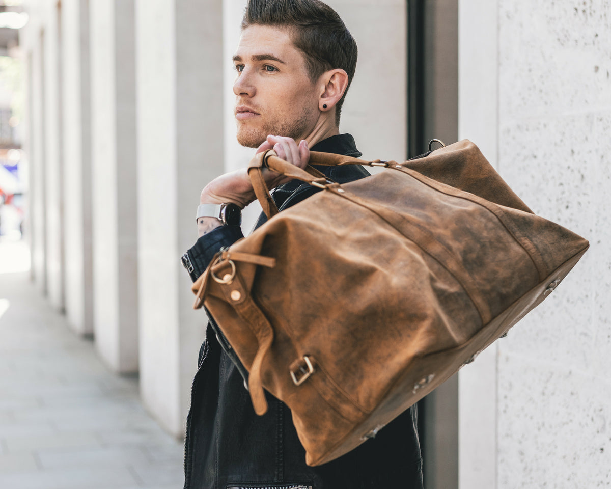 Men's Leather Duffle Bag Mens Duffle Bag Classic Style