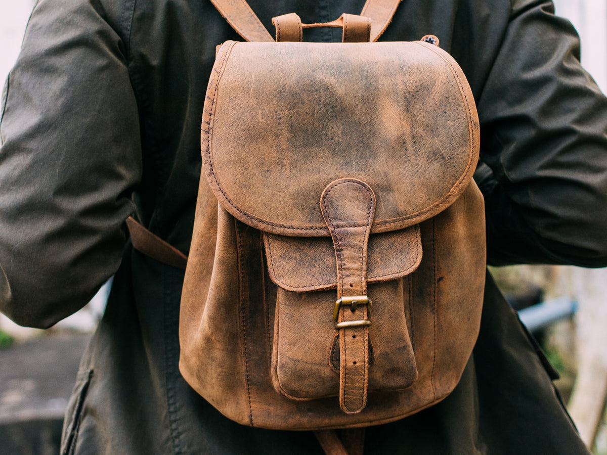 Men's Mini Boho Leather Backpack Free Delivery