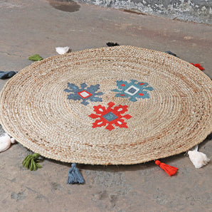 Small Handwoven Natural Rug 100cm