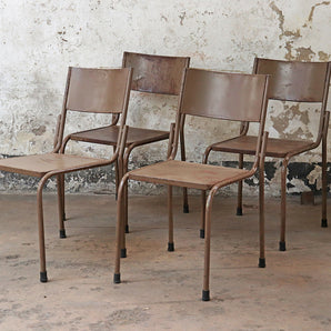 Set of 4 Vintage Metal Stacking Chairs