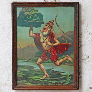Vintage Ravi Varma Print - Hanuman