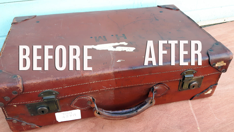 Large Tan Leather Antique Revelation Suitcase Harrods London