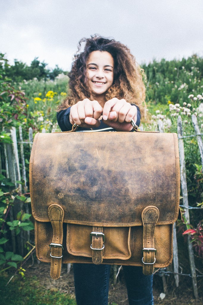 Vintage Leather Bag School Girl