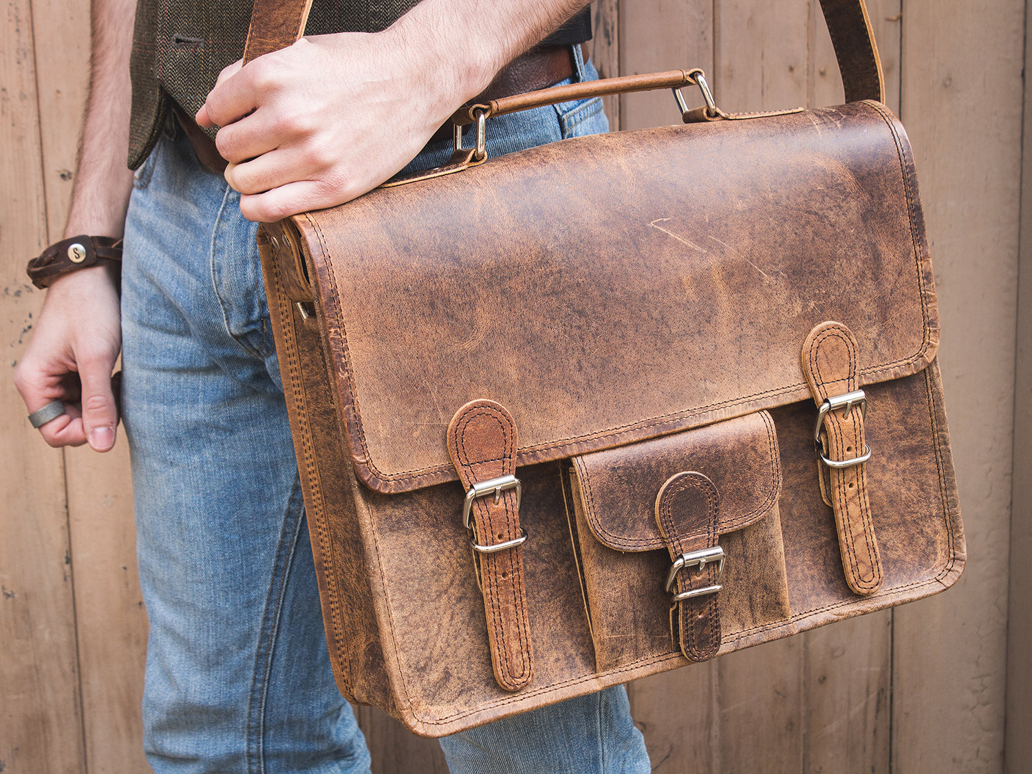 Leather Office Bag -  UK