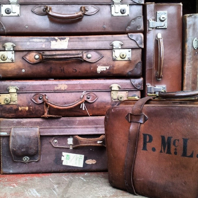 Antique leather best sale suitcases for sale