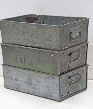 Original Vintage Tote Tins Industrial Storage Tins