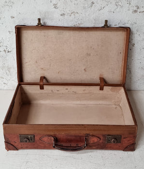 Antique Brown Leather Suitcase