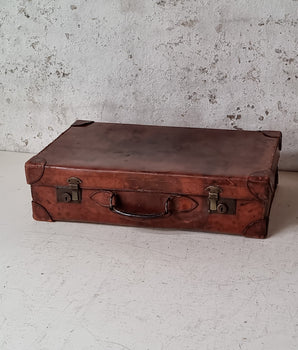 Antique Brown Leather Suitcase