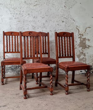 Antique Oak Dining Chairs - set of 4