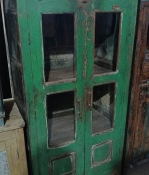 Vintage Painted Green Wardrobe Cupboard