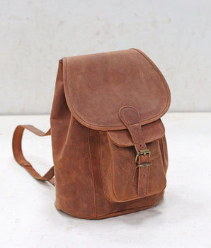 Womens Boho Leather Backpack - Mini