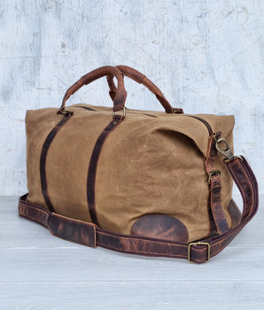 Leather and Canvas Duffle Bag for Women