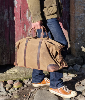 Leather and Canvas Duffle Bag for Men