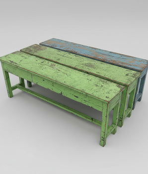 Painted Vintage Wooden Bench