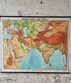 Extra Large Vintage Map - India and The Middle East
