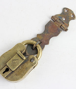 Large Antique Style Brass Hasp And Staple