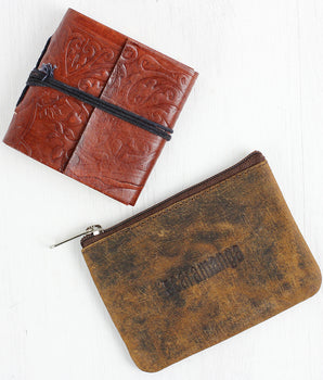 Leather Journal And Coin Pouch Set