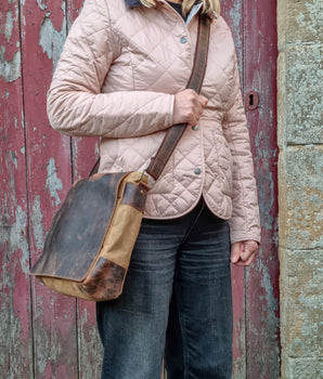 Women's Canvas and Leather Messenger Bag