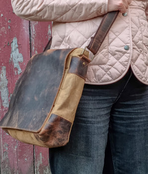 Women's Canvas and Leather Messenger Bag