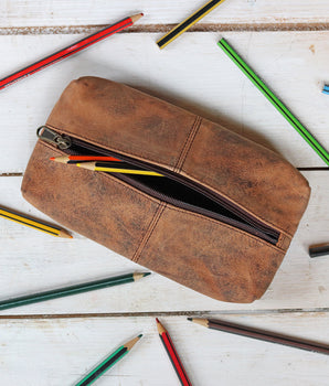 Leather School Pencil Case