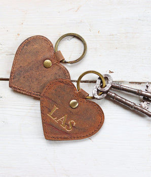 Leather Heart Keyring