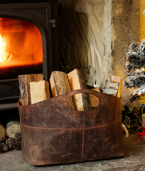 Leather Log Basket