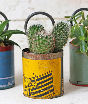 Upcycled Metal Pot - Yellow