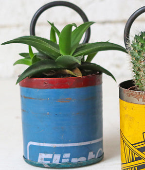 Upcycled Metal Pot - Blue