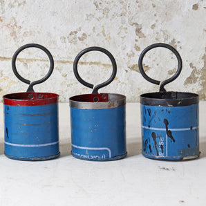 Upcycled Metal Pot - Blue