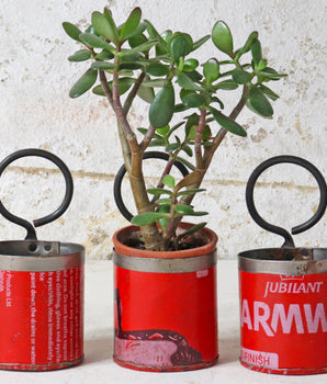 Upcycled Metal Pot - Red