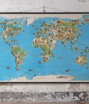 Extra Large Vintage World Map by Westermann