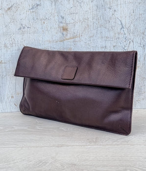 Maroon Leather Clutch Sample