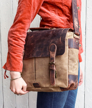 Canvas and Leather Satchel for Women