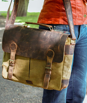 Canvas and Leather Satchel for Women