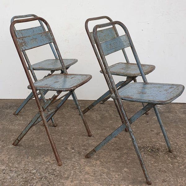 Metal Vintage Folding Chairs Blue Vintage Chairs