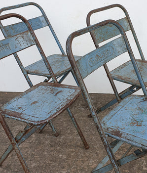 Set Of 4 Blue Vintage Chairs