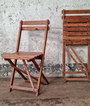 Vintage Slatted Wooden Folding Chair