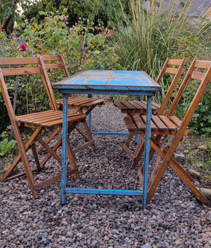Vintage Slatted Wooden Folding Chair